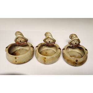 Primitive Home Collection Snowman Triple Server - 3 Salsa or Dip Bowls
